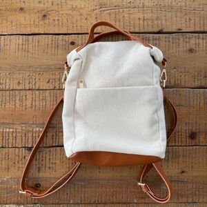 Cream and Tan Mini Backpack